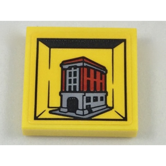 Tile 2 x 2 with Miniature Set 75827 Firehouse Headquarters Pattern (Sticker) - Set 40178