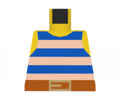 Torso Pirate Stripes Blue / White with Gold Belt Buckle Pattern
