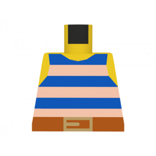 Torso Pirate Stripes Blue / White with Gold Belt Buckle Pattern