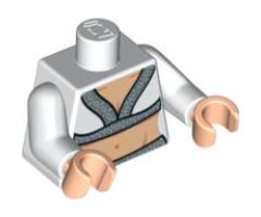 Torso Indiana Jones V-Neck with Silver Trim and Bare Midriff Pattern / White Arms / Light Nougat Hands
