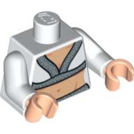 Torso Indiana Jones V-Neck with Silver Trim and Bare Midriff Pattern / White Arms / Light Nougat Hands