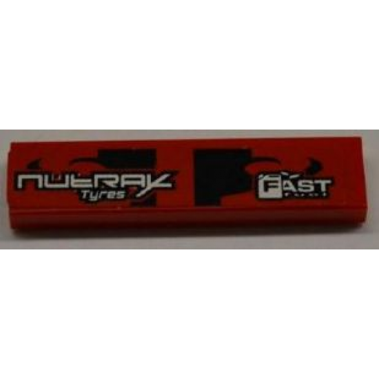 Tile 1 x 4 with 'NUTRAX Tyres' and 'FAST FUEL' Pattern (Sticker) - Set 8198