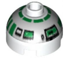 Brick, Round 2 x 2 Dome Top with Silver and Green Pattern (R2-R7)