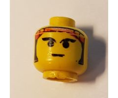 Minifigure, Head Male Eyebrows, Sideburns and Red Bandana Pattern - Blocked Open Stud