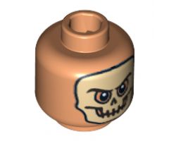 Minifigure, Head Dual Sided Skull Mask / Arched Eyebrows and White Pupils Pattern - Blocked Open Stud