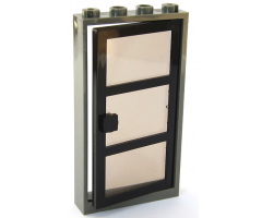 Door, Frame 1 x 4 x 6 with Four Holes on Top and Bottom with Black Door 1 x 4 x 6 with 3 Panes with Trans-Black Glass (30179 / x39c02)