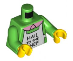 Torso Simpsons Sweater with Collar and 'HAIL TO THE CHEF' on White Apron Pattern / Bright Green Arms / Yellow Hands