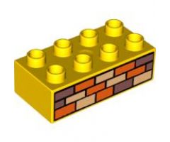 Duplo, Brick 2 x 4 with Orange, Sand Red, and Tan Bricks Pattern