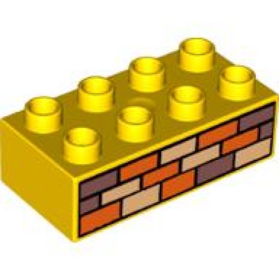 Duplo, Brick 2 x 4 with Orange, Sand Red, and Tan Bricks Pattern