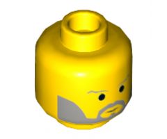 Minifigure, Head Beard with SW Gray Beard and Thin Gray Eyebrows Pattern - Hollow Stud
