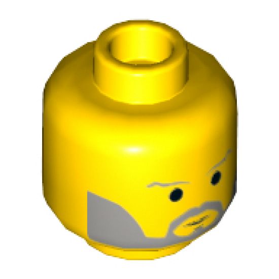 Minifigure, Head Beard with SW Gray Beard and Thin Gray Eyebrows Pattern - Hollow Stud
