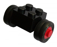 Wheel & Tire Assembly Brick, Modified 2 x 2 with Wheels Red for Dually Tire, with Black Tires Smooth Small Dually (3137c02 / 7b)