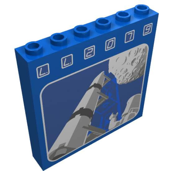 Brick 1 x 6 x 5 with LL2079 Rocket and Moon Pattern