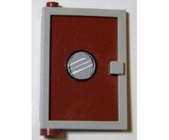 Door 1 x 4 x 5 Left with Reddish Brown Glass with Porthole Pattern (Sticker) - Set 4981