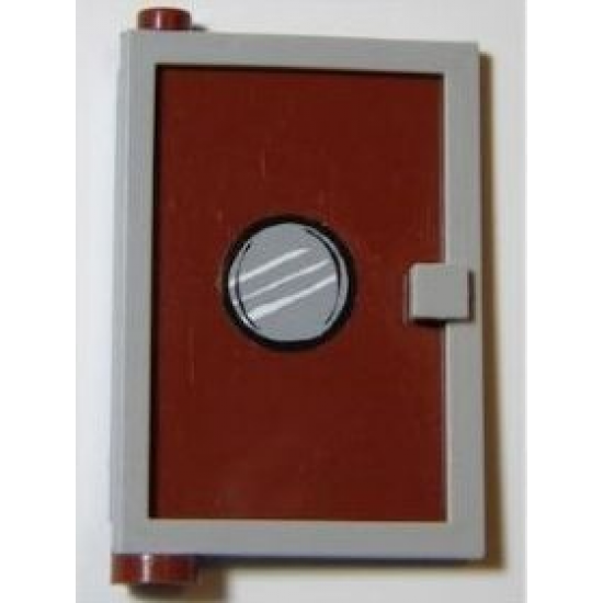 Door 1 x 4 x 5 Left with Reddish Brown Glass with Porthole Pattern (Sticker) - Set 4981