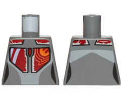 Torso SW Mandalorian Armor Plates Female Red, Silver, and Orange with Rebel Starbird Pattern (Sabine Wren)