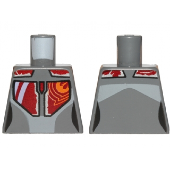 Torso SW Mandalorian Armor Plates Female Red, Silver, and Orange with Rebel Starbird Pattern (Sabine Wren)