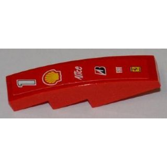 Slope, Curved 4 x 1 with Number 1, Shell, Alice, Bridgestone, Fiat and Ferrari Logos Pattern (Sticker) - Set 8123