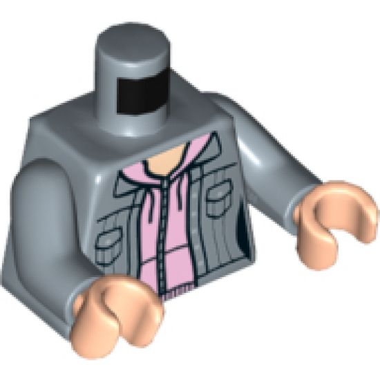 Torso Female Jacket Open over Lavender Sweater Pattern / Sand Blue Arms / Light Nougat Hands
