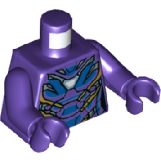 Torso Female Armor, White Arc Reactor, Blue Panels and Gold Trim Pattern / Dark Purple Arms / Dark Purple Hands