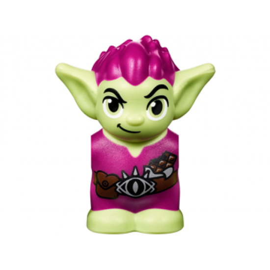 Body / Head Goblin with Pointed Ears and Magenta Spiked Hair and Tunic with Utility Belt with Goblin Eye Buckle, Pouch and Candy Bar Pattern