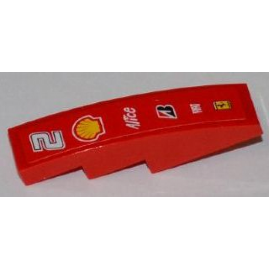 Slope, Curved 4 x 1 with Number 2, Shell, Alice, Bridgestone, Fiat and Ferrari Logos Pattern (Sticker) - Set 8123