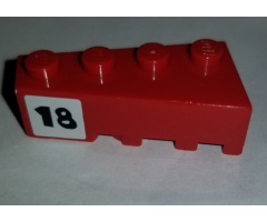 Wedge 4 x 2 Left with Number 18 on White Square Pattern (Sticker) - Set 4982