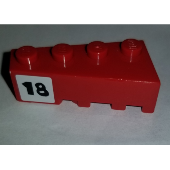 Wedge 4 x 2 Left with Number 18 on White Square Pattern (Sticker) - Set 4982
