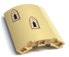 Cylinder Quarter 4 x 4 x 6 with Castle Windows, Higher Window on Left Pattern (Stickers) - Set 3828