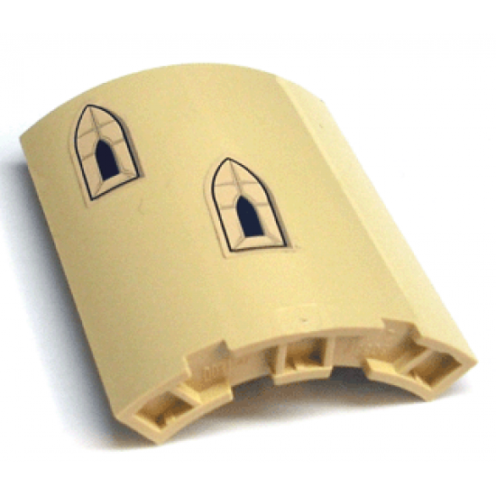 Cylinder Quarter 4 x 4 x 6 with Castle Windows, Higher Window on Left Pattern (Stickers) - Set 3828