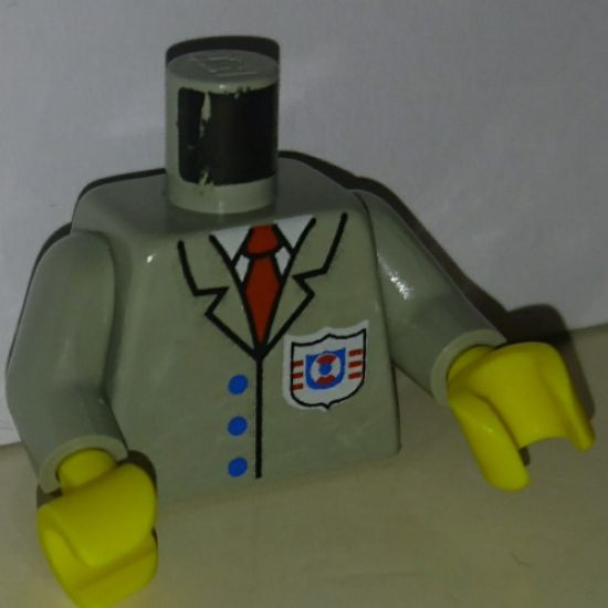 Torso Rescue Coast Guard Logo, Red Tie, Suit Buttons Pattern / Light Gray Arms / Yellow Hands
