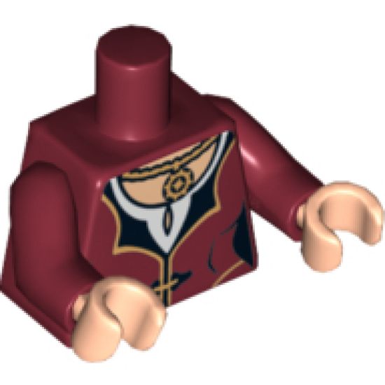 Torso PotC Dress with Gold and Black Trim, White Collar, Gold Medallion Pattern / Dark Red Arms / Light Nougat Hands