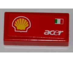 Tile 1 x 2 with Shell Logo, Italian Flag and 'acer' Pattern Model Left Side (Sticker) - Set 8123
