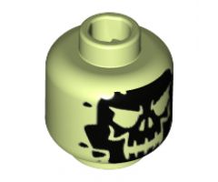 Minifigure, Head Alien with Black Skull Pattern - Hollow Stud