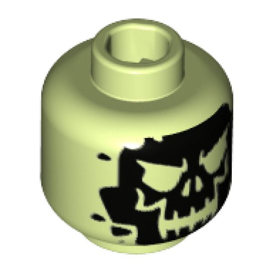Minifigure, Head Alien with Black Skull Pattern - Hollow Stud