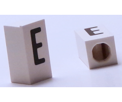 Tile, Modified 1 x 2 x 5/6 with Stud Hole in End and Black 'E' Upper Case Pattern