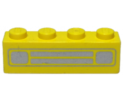Brick 1 x 4 with Car Grille Chrome Pattern (Surface Print)