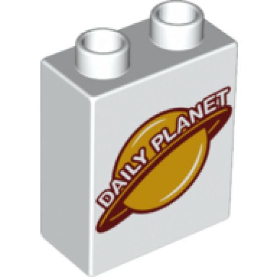 Duplo, Brick 1 x 2 x 2 with Planet and 'DAILY PLANET' Pattern