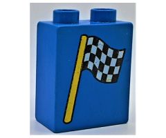 Duplo, Brick 1 x 2 x 2 with Checkered Flag Pattern