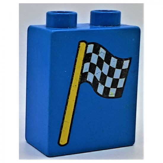 Duplo, Brick 1 x 2 x 2 with Checkered Flag Pattern
