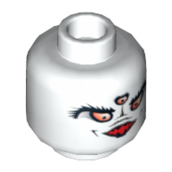 Minifigure, Head Dual Sided Alien Black Eyebrows, Open Mouth and Two Red Eyes / Three Red Eyes Pattern - Blocked Open Stud