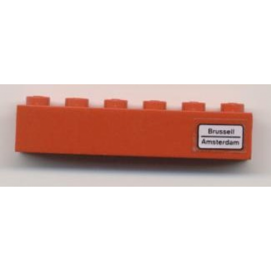 Brick 1 x 6 with 'Brussell - Amsterdam' Pattern on Right Side (Sticker) - Set 7740