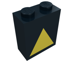 Brick 1 x 2 x 2 with Inside Axle Holder with Train Decoupler Yellow Pattern
