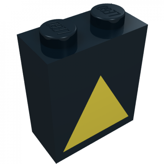 Brick 1 x 2 x 2 with Inside Axle Holder with Train Decoupler Yellow Pattern