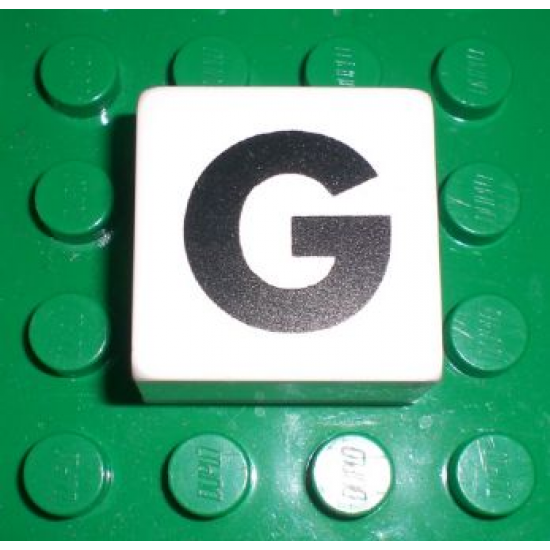 Duplo, Tile 2 x 2 x 1 with Black Capital Letter G Pattern