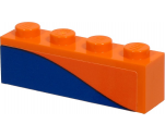 Brick 1 x 4 with Blue Stripe on Orange Background Pattern Model Right Side (Sticker) - Set 60262