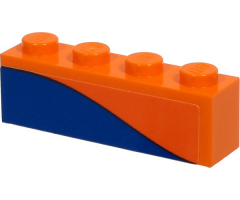 Brick 1 x 4 with Blue Stripe on Orange Background Pattern Model Right Side (Sticker) - Set 60262