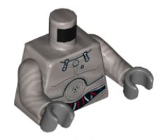 Torso SW Protocol Droid with Red, Blue and Flat Silver Wires Pattern / Flat Silver Arms / Dark Bluish Gray Hands