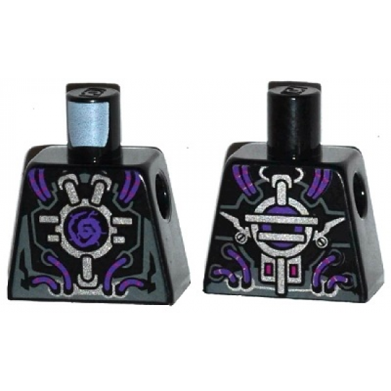 Torso Robot with Silver Framework, Dark Purple Wires and Center Swirl Pattern