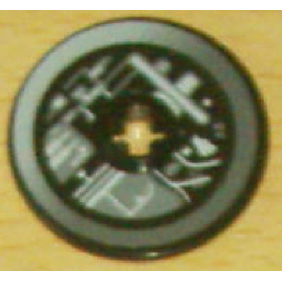 Technic, Disk 3 x 3 with Machinery Pattern 1 (Sticker) - Set 4504